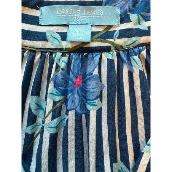 Draper James XS Blue Striped Floral Tie Waist Dress Cottagecore - Picture 8 of 9